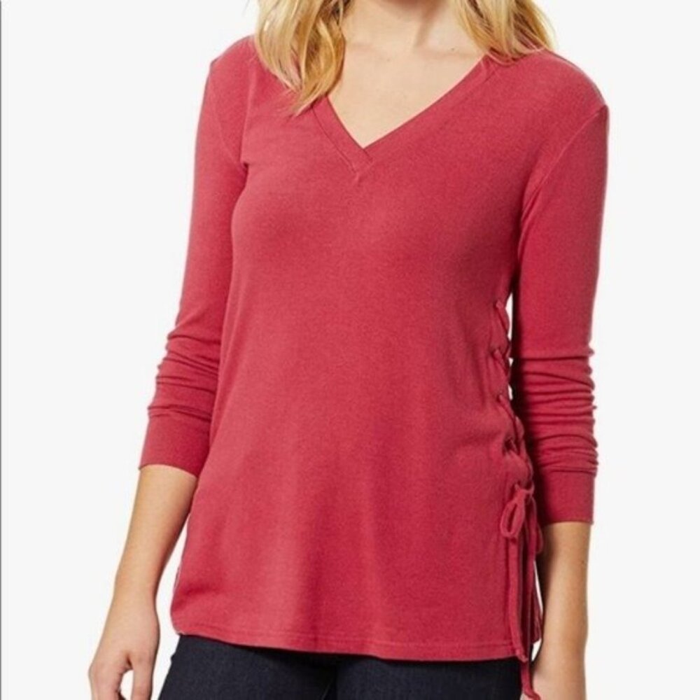 BB Dakota Damen Tunic with Lace-up Sides Pullover In Red Pink